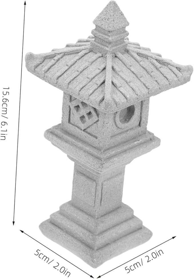 Miniature Pavilion Garden Statue Zen Garden Decor Tower Design for Outdoor and Indoor Use for Bonsai