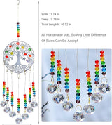 Hanging Crystal Suncatcher Rainbow Window Prism Chakra Tree of Life 7 Prism Ball Suncatcher Rainbow Maker Handmade Glass-gem Binding Gifts for Girl, Mom and Daughters, Grandma by KEINIA