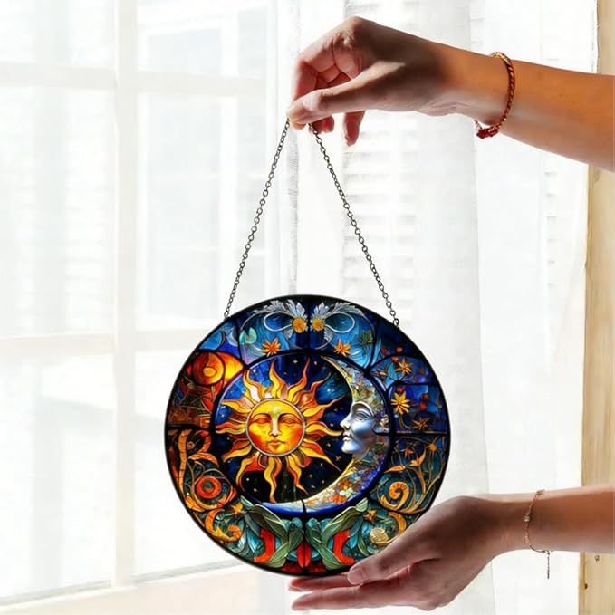 Stained Glass Window Hanging,suncatcher Stained Glass kit,Stained Glass Ornament, Garden suncatchers for Windows Hanging,Window Decor or Indoor,Gifts for Women, Lovers, Couple, Friends