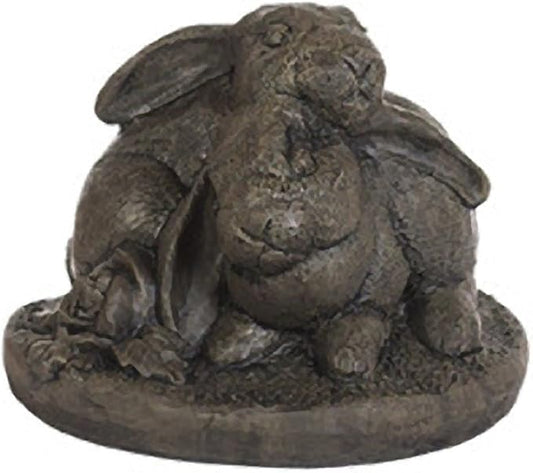 Cuddling Bunnies Decorative Stone Garden Statue 6in Tall Graphite Color