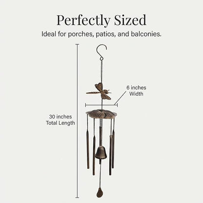 Anderson's Dragonfly Wind Chimes, Antique Metal Outdoor Decor for Garden, Patio, Porch, or Memorial Gift, 30" Soothing Sound, Faux Patina Finish, No Assembly, Great for Relaxation & Meditation