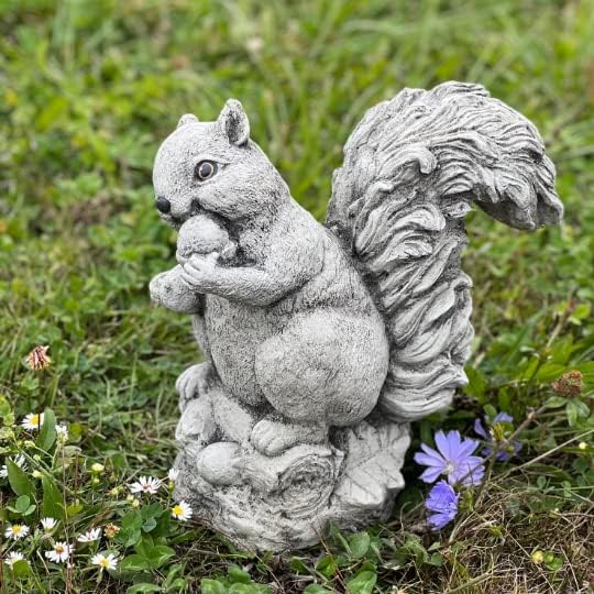 Concrete Squirrel Statue for Garden Stone Squirrel Ornament Figurine for Squirrel Lover Garden Animal Sculpture
