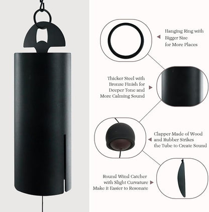 ASTARIN Wind Chimes for Outside Deep Tone Heroic Windbell Deep Resonance Serenity Bell Outdoor Decor for Patio,Yard,Porch,Garden(Matte Black)