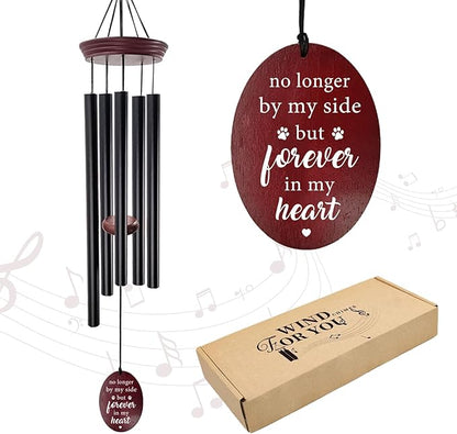 Pet Memorial Wind Chime, Dog Memorial Wind Chimes for Loss of Dog, Tuned Aluminum Tubes in G Scale, Wooden Top, Sympathy Pet Loss Gifts for Garden Patio – Forever in My Heart