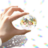 2 Pack Clear Glass Crystal Ball Prisms Window Rainbow Maker Sphere Faceted Gazing Ball Prism Prism Suncatcher for Home Décor, Feng Shui, (60mm /2.36inch, 2 pcs)