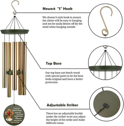 Personalized Wind Chimes, 36inch Custom Sympathy Words for Loss of Loved Dad/Mom, Cardinal Memorial Gifts Keepsake, Decorative Wind Chime Outdoor Decor (Produced in USA)