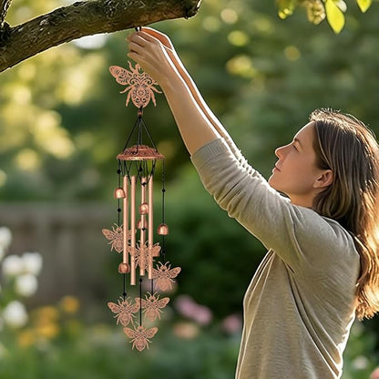 Wind Chimes for Outside, Bee Aluminum Tube Windchime Melodious Melodic for Porch Patio Garden Decor, Unique Metal Memorial Wind Chimes Housewarming Gifts for Friends and Family