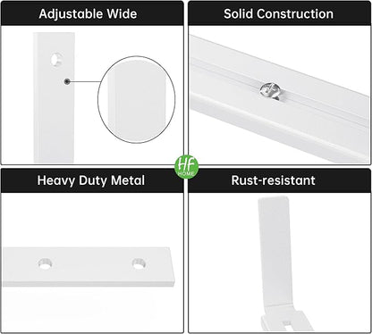 HFHOME 4 PCS Adjustable Planter Box Brackets (6 to 12.5 in), Universal Window Box Brackets, Heavy Duty Metal Flower Box Wall Mounting Hooks for Balcony, Fences, Patio, and Garden - White
