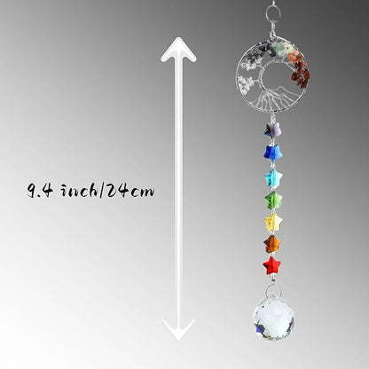 Healing Crystal Decor Tree of Life Car Hanging Accessories Suncatcher, car Charms for Rear View Mirror, Rear View Mirror Accessories, New Car Gift