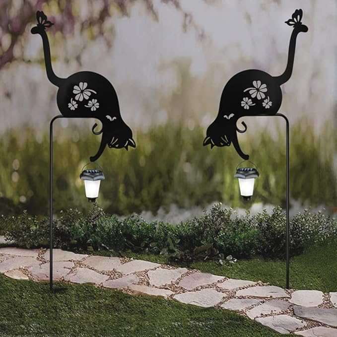Cat and Dog Metal Decorative Garden Stakes, Silhouette Stakes Animal, Yard Art for Outdoor Decor, Patio, Lawn Ornaments, Animal Lovers Gifts(new cat)