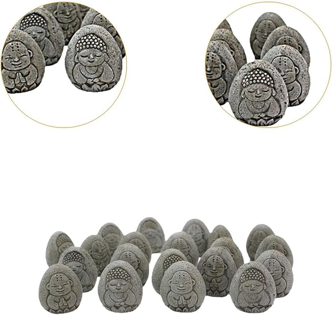 predolo 20Pcs Resin Stone Buddha Relief Statue Garden Decoration for Corridor, Study
