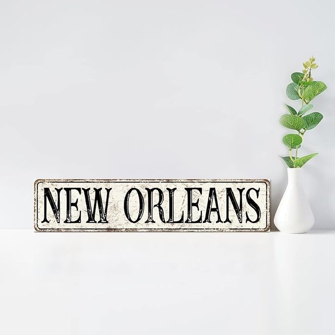 Madcolitote Rustic New Orleans Wood Signs New Orleans Custom Street Sign Vintage Country Wood Plaque Farmhouse Wall Art Wall Decor for Home Man Cave Gate Garden Bars Cafes 4x18in