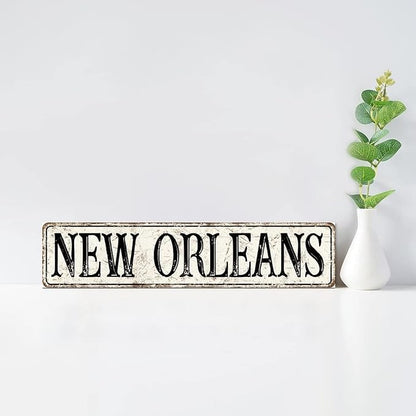 Madcolitote Rustic New Orleans Wood Signs New Orleans Custom Street Sign Vintage Country Wood Plaque Farmhouse Wall Art Wall Decor for Home Man Cave Gate Garden Bars Cafes 4x18in