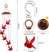 Cardinal Solar Wind Chimes for Outside, Cardinal Wind Chimes Gifts for Mom Grandma Women Wife Girls, IP65 Waterproof Hanging Memorial Red Bird LED Lights for Holiday Garden Yard Window Outdoor Decor