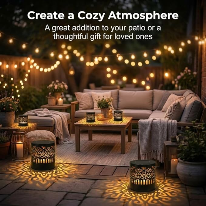 Decorative Solar Mandala Lights, 2026 New Solar Fence Lights Outdoor Metal, Solar Powered Outdoor Deck Step Wall Lights, Mandala Theme Waterproof Fence Light for Garden Post Patio Backyard (2PCS)