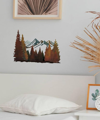 Putuo Decor Mountain Metal Wall Decor, Rustic Mountain Landscape Wall Art, Modern Farmhouse Pine Forest Scene Nature Hanging for Living Room Bedroom Office