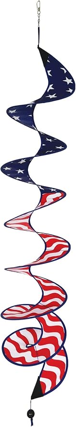 In the Breeze 5176 48" Stars and Stripes Curlie Spinner-Outdoor Hanging Decoration
