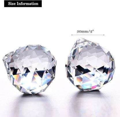 H&D HYALINE & DORA Glass Crystal Prism Ball Pendant Suncatcher Rainbow Maker Hanging Crystal Ball Prism Pendants for Windows,2"/50mm, Pack of 2