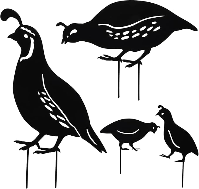 Toddmomy Metal Quail Garden Stakes, 4Pcs Silhouette Bird Family Yard Art – Rust-Resistant Iron Outdoor Statues for Lawn, Patio, Garden Decor, Gift for Women Bird Lovers