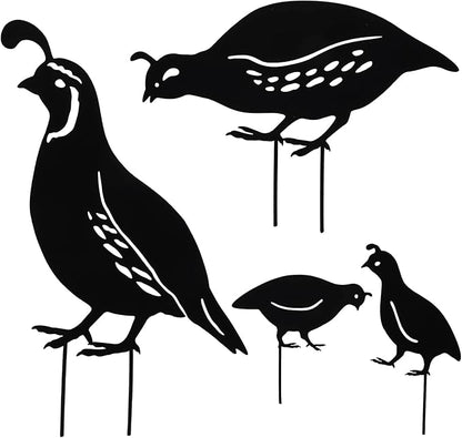 Toddmomy Metal Quail Garden Stakes, 4Pcs Silhouette Bird Family Yard Art – Rust-Resistant Iron Outdoor Statues for Lawn, Patio, Garden Decor, Gift for Women Bird Lovers
