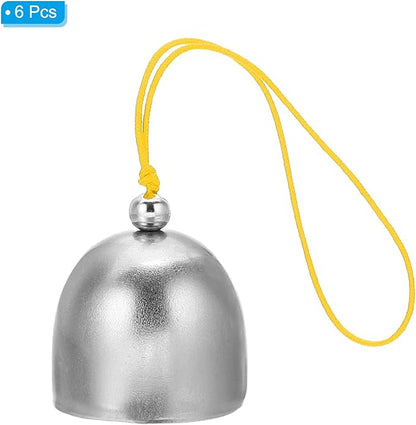 PATIKIL 6 Pcs Wind Chime, Hanging Bells Temple Bells Retro Outdoor Hanging Metal Chinese Wind Chime Round for Outside Garden Camping, Silver Yellow