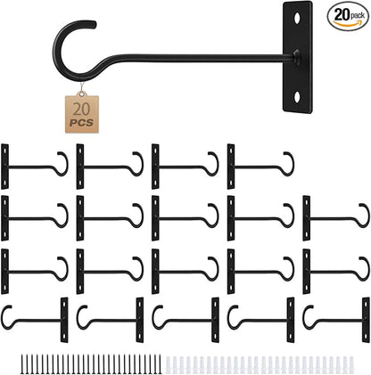 Plant Hooks 20Pack Hanging Plant Bracket 6in Metal Plant Hanger Decorative Plant Hook Black