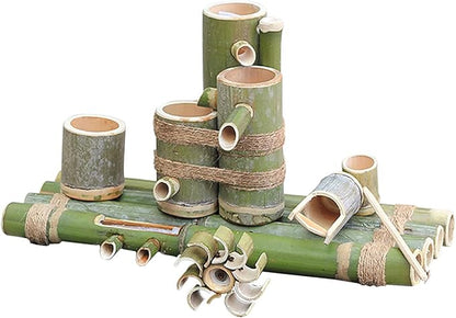 Water Features for The Garden Bird Bath Bamboo Fountain Bamboo Pipe Filtration and Pumping, Scenic Water Circulation System Water Feature Bamboo Raft Length 55cm, Creativi,