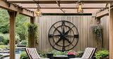Nightclawing Nautical Compass Wall Decor, Coastal Nautical Beach Decor, Porch Patio Travel Adventure Wall Hanging, 41" (Black)