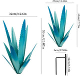 EROCK 2 Pcs Tequila Rustic Sculpture, Wind Resistant Metal Agave Plant Outdoor Home Decor, DIY Rustic Hand Painted Metal Agave Garden Art Plant Country Sculpture Statue Patio Stake Lawn Ornament Gift