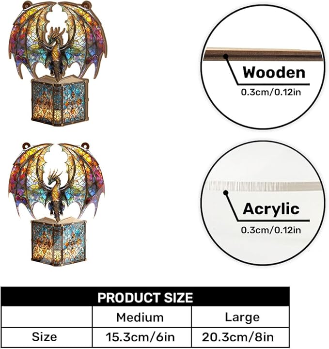 Jesuspirit - Window Hanging Suncatcher – Crystal Clear Acrylic & Wood Sun Catcher for Home Decor, for Women (I Am A Book Dragon, 6 Inches)
