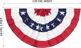 USA Pleated Fan Banner Patriotic Half Flag with Canvas Header and Brass Grommets for 4th of July Memorial Day Indoor Outdoor Decoration (3, 2x4 Feet)