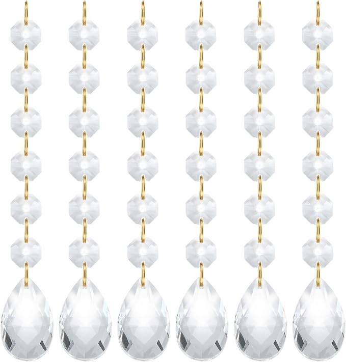 PATIKIL Teardrop Crystal Chandelier Pendants Beads, 6 Pack 160mm Length 38mm Chandelier Prisms Parts Ornaments Hanging Beads for DIY Arts Crafts Decoration, Clear