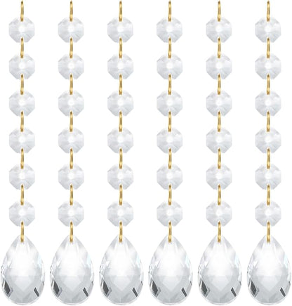 PATIKIL Teardrop Crystal Chandelier Pendants Beads, 6 Pack 160mm Length 38mm Chandelier Prisms Parts Ornaments Hanging Beads for DIY Arts Crafts Decoration, Clear