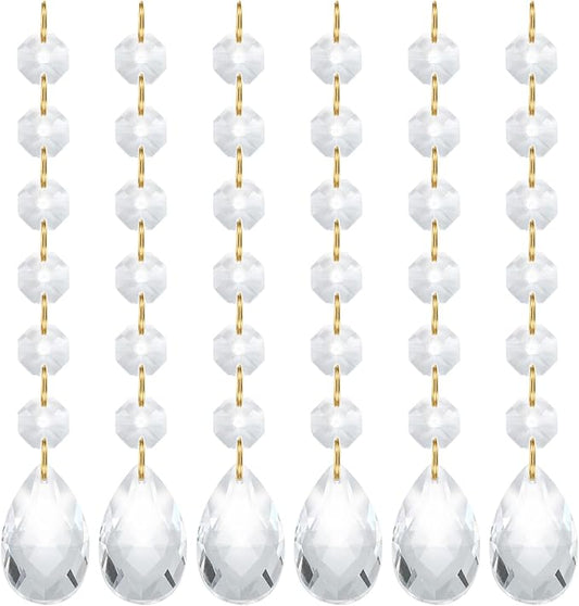 PATIKIL Teardrop Crystal Chandelier Pendants Beads, 6 Pack 160mm Length 38mm Chandelier Prisms Parts Ornaments Hanging Beads for DIY Arts Crafts Decoration, Clear