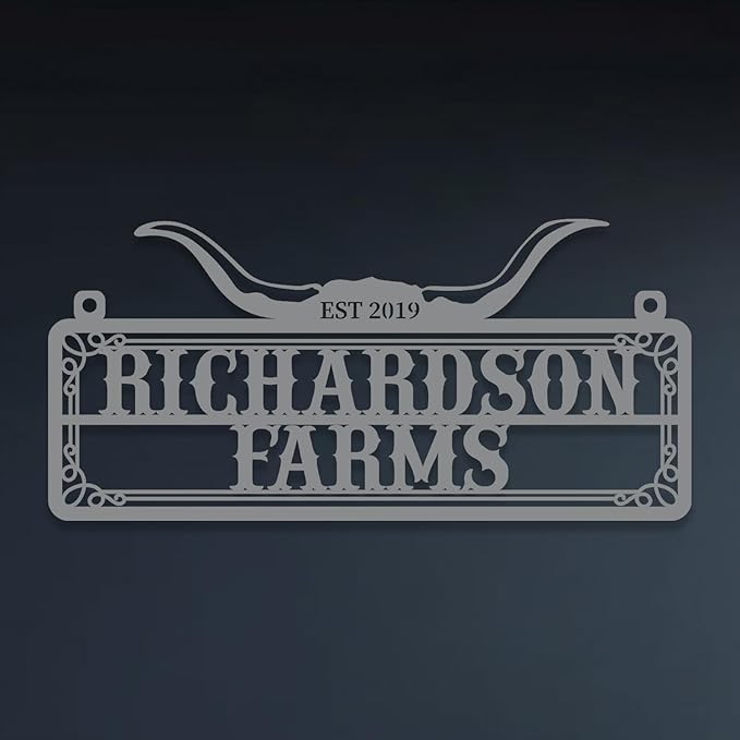 Personalized Metal Farm Sign, Customized Family Name Ranch Sign, Large Last Name Sign for Farmhouse Decoration, Outdoor Farm Wall Art, Welcome Sign, Entrance Gate Sign, Farm Lovers Gift, Garden Decor