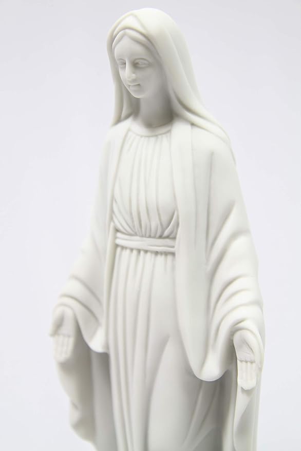 Vittoria Collection 12" Our Lady of Grace Virgin Mary Madonna Blessed Mother Religious Catholic Italian White Statue Sculpture Figurine Figure Made in Italy Indoor Outdoor Garden