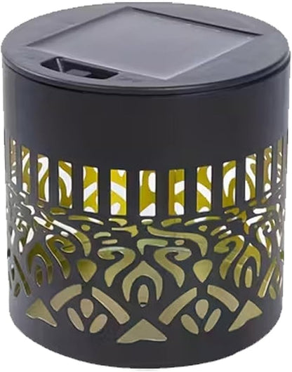 Decorative Solar Mandala Lights - Outdoor Metal Solar Powered Deck Step Wall Lights, Mandala Theme Waterproof Fence Mini Light for Garden Post Patio Backyard Yard Decor (Black, Green)