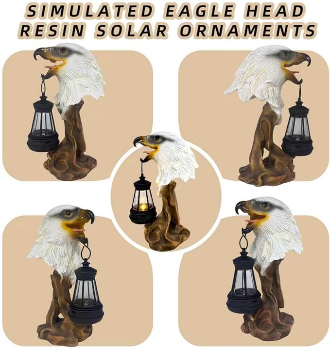 Solar Powered Eagle Statue Outdoor Decor - A Garden Statue Seasons, with Lightweight, a Unique Gift for Grandma and mom