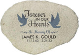 GiftsForYouNow Forever in Our Hearts with Doves Personalized Memorial Garden Stone, Flat UV Resin Stone, Measures 11.25" W x 7.75" H, Cemetery Decoration, Sympathy Gift, Mother Memorial