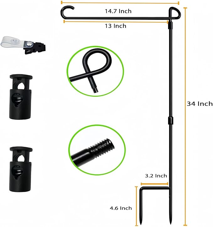 Garden Flag Pole Stand Holder,Akeydeco 2 Pack Garden Flags for Outside with Flag Stopper and Clip Waterproof Powder-Coated Paint for Flag Pole Holder for Outside House,Yard Flags for Outside