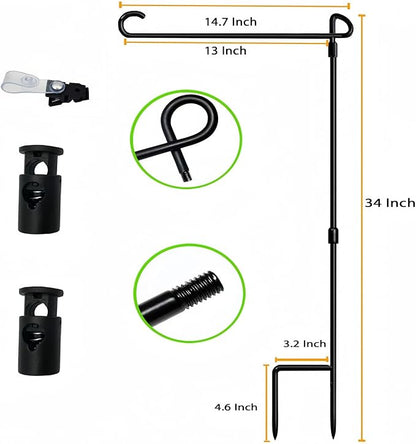 Garden Flag Pole Stand Holder,Akeydeco 2 Pack Garden Flags for Outside with Flag Stopper and Clip Waterproof Powder-Coated Paint for Flag Pole Holder for Outside House,Yard Flags for Outside