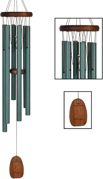 Woodstock Wind Chimes for Outside, Garden, Patio, Porch and Outdoor Decor (32") Pachelbel Canon Chime Green Wind Chime Gifts (PCCG)