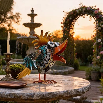 Art Deco Metal Rooster Garden Statue, Weatherproof Outdoor Indoor Decor - Painted Metal Sculpture with Hollow Design, Unique Gift for Housewarming Mother's Day Garden Enthusiasts Yard Housewarming