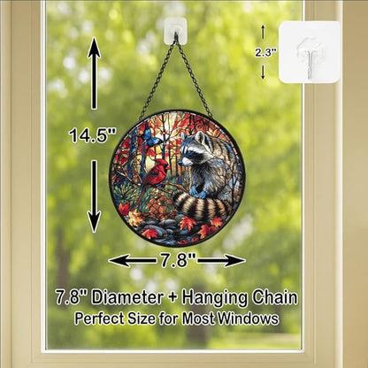 Stained Glass Window Hanging - Adventure Shark with Sailing Ships and Compass Sun Catchers Indoor Stained Glass Panels Wall Decor for Mom, Wife, Lovers, Festive