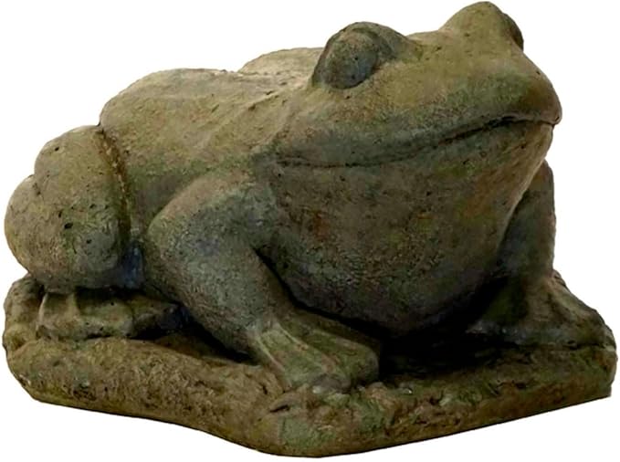 Solid Rock Stoneworks 6 inch Frog Concrete Statue, Aged Pine Color