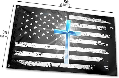 American Jesus Cross Flag 3x5 Ft Outdoor Indoor With Grommet Garden Yard Banner Decorative Sign