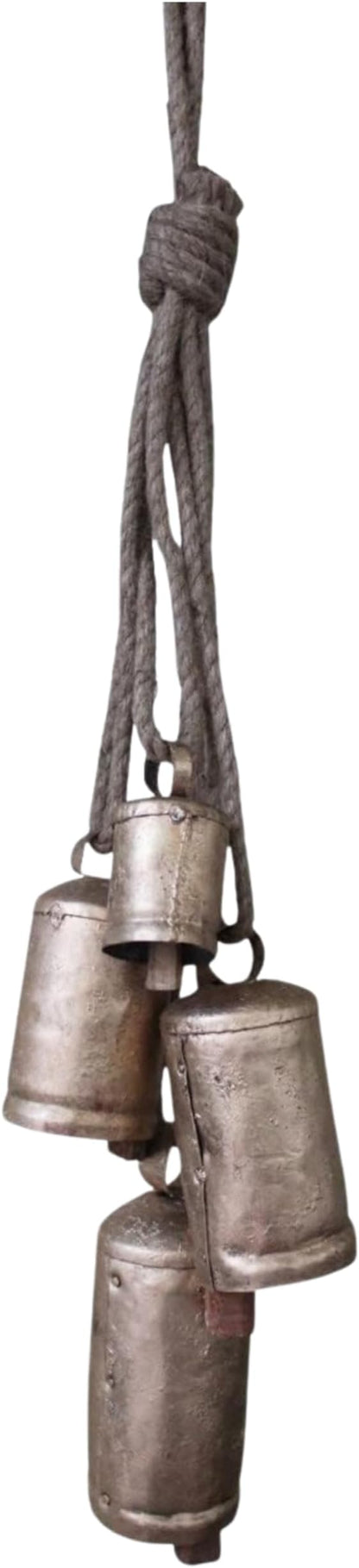 Mango Gifts Vintage Shabby Chic Rustic Cow Bells Hanging Wind Chimes with Rope Tranquil Bohemian Style Decor for Garden, Outdoor, Indoor and Patio Decoration (MGT31)