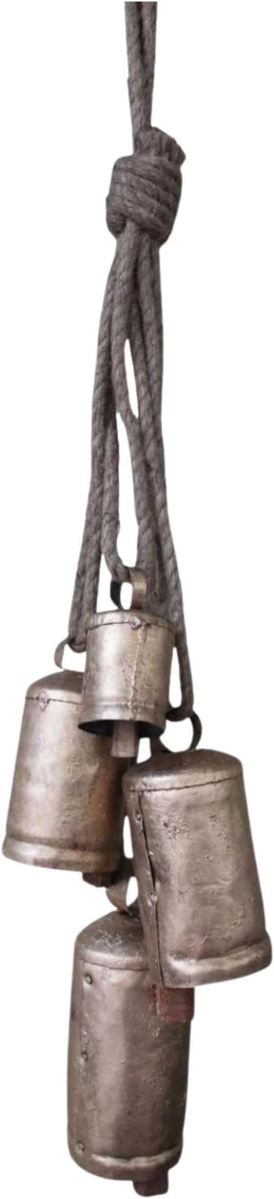 Mango Gifts Vintage Shabby Chic Rustic Cow Bells Hanging Wind Chimes with Rope Tranquil Bohemian Style Decor for Garden, Outdoor, Indoor and Patio Decoration (MGT31)