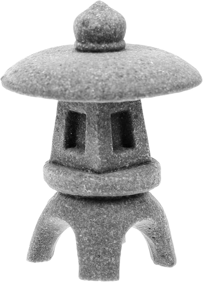 Japanese Style Stone Lantern Pagoda Garden Statue Miniature Landscape Ornament for Bonsai and Aquarium Decor, Small Snow-Inspired Round Lantern Micro Garden Sculpture