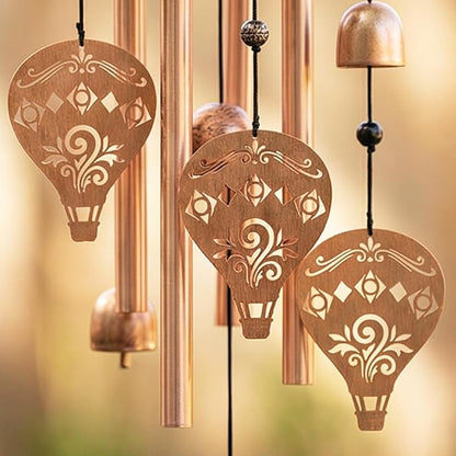 Hot Air Balloon Style Metal Wind Chimes for Outside, Waterproof Aluminum Windchimes with Hook for Outdoor Garden Patio Porch Decor, 33“ Memorial Wind Chimes Friendship Gifts for Women